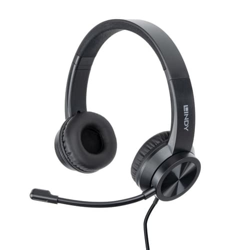 Lindy 20439 headphones/headset Wired Head-band Office/Call center USB Type-C Black