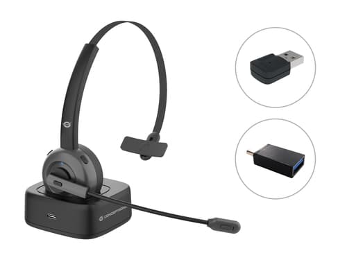 Conceptronic POLONA03BDA headphones/headset Head-band Office/Call center Charging stand Black